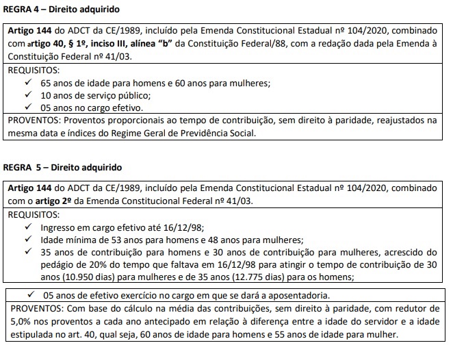regra 4 e 5 - direito adquirido